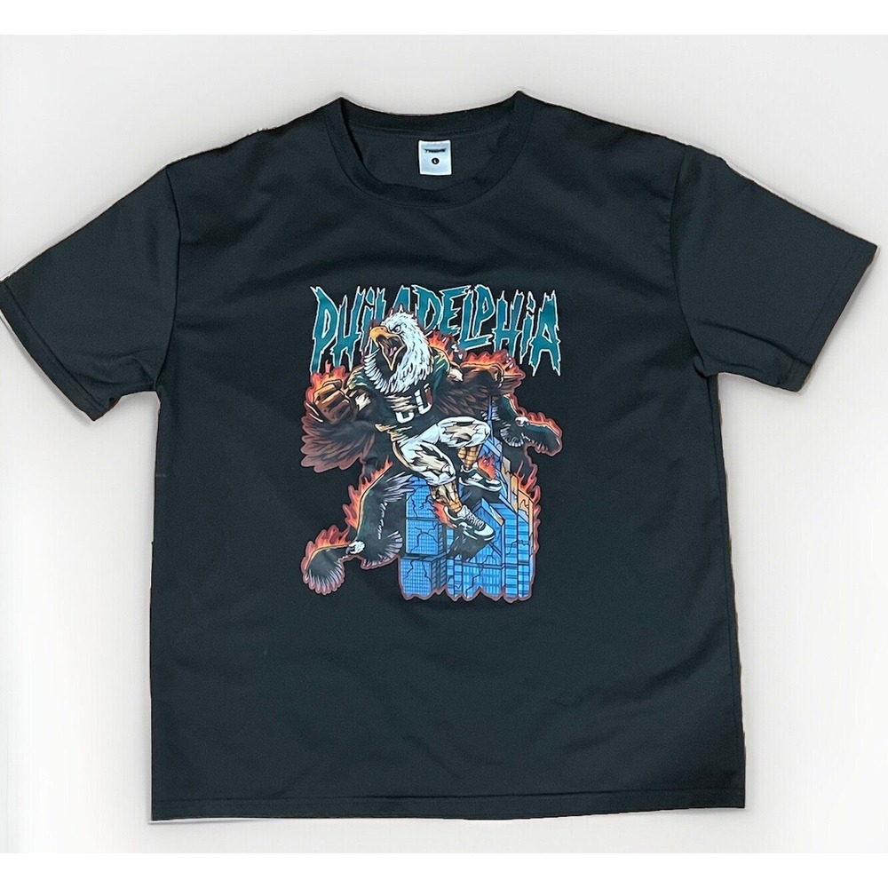 NFL Philadelphia Eagles Caricature T-shirt Size Large Black Graphic T‎